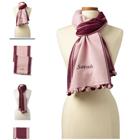 Lands' End pompom striped scarf NWT - Picture 2 of 9